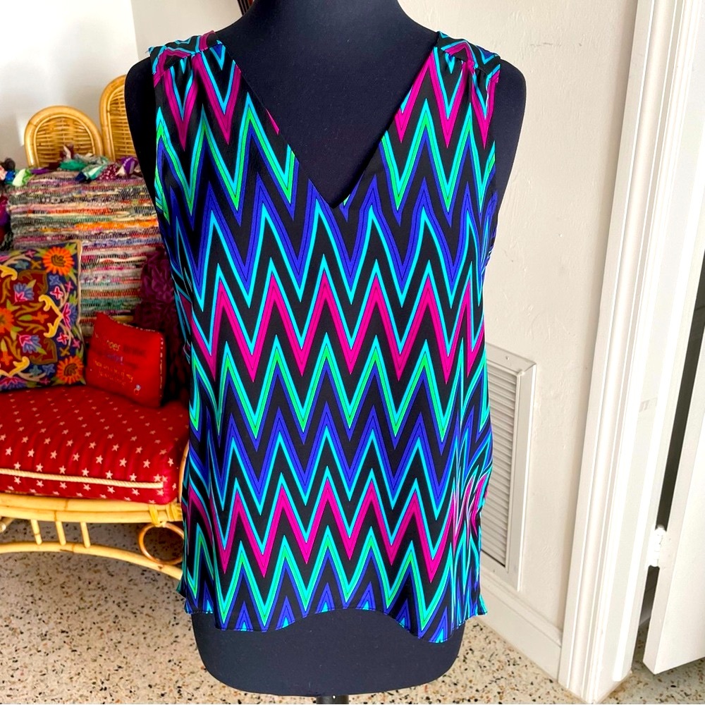Anthropologie AMANDA UPRICHARD SILK Chevron Print Sleeveless TOP!!!! New Small